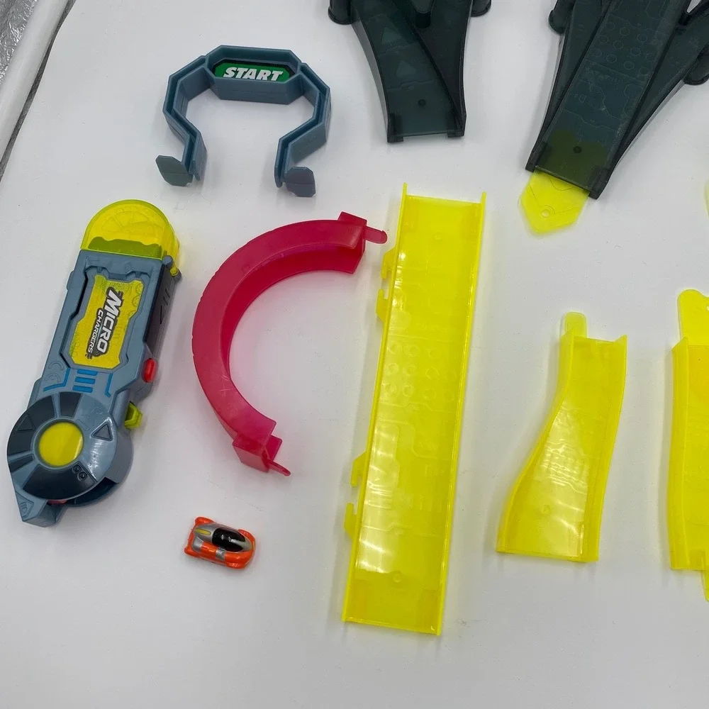 Micro Chargers Track Pieces with Car and Non-working Launcher Race Toy Parts Lot